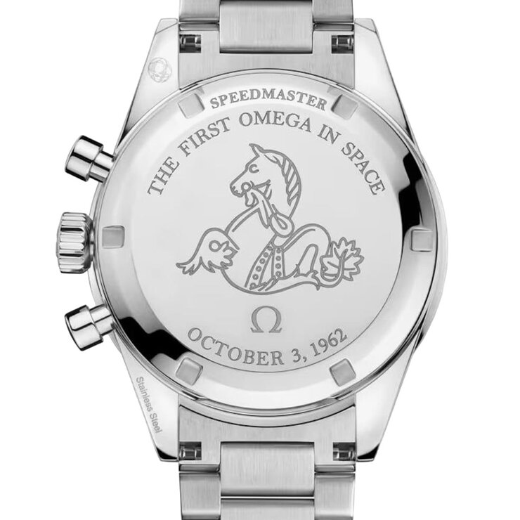 Omega horloge met een kast in staal, met een wijzerplaat in het blauw en een diameter van 39.7 mm