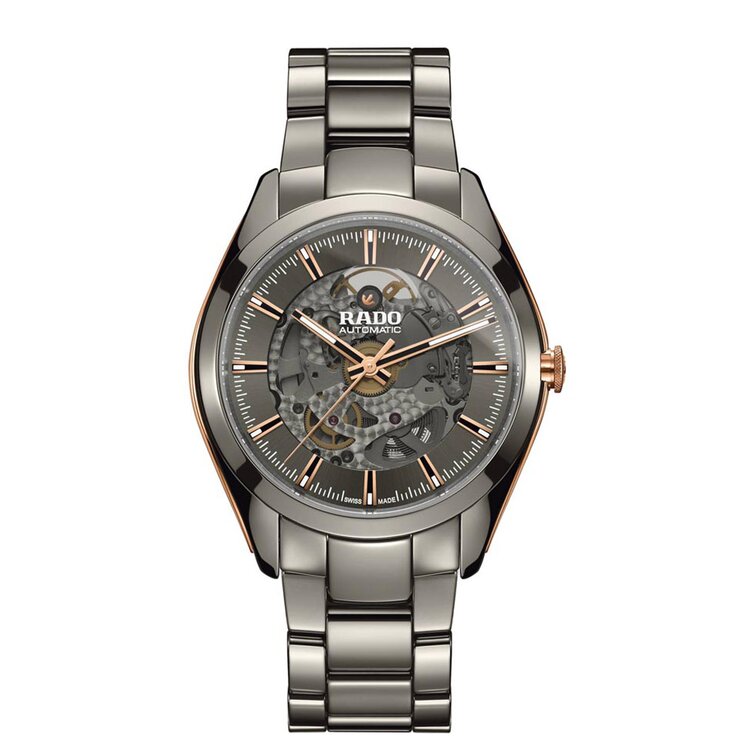 Rado horloge met een kast in keramiek, met een wijzerplaat in het grijs en een diameter van 42