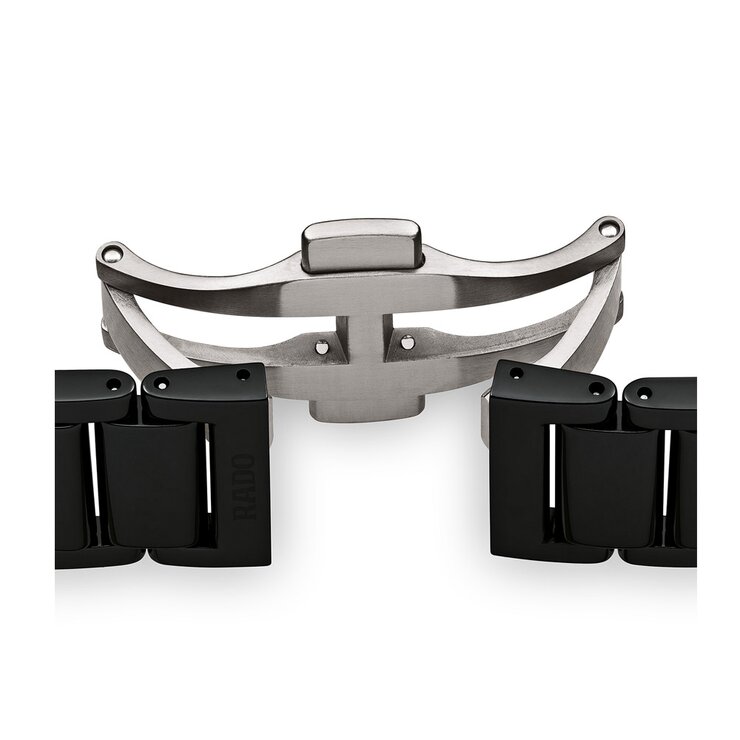 Rado horloge met een kast in staal, met een wijzerplaat in het zwart en een diameter van 40 mm