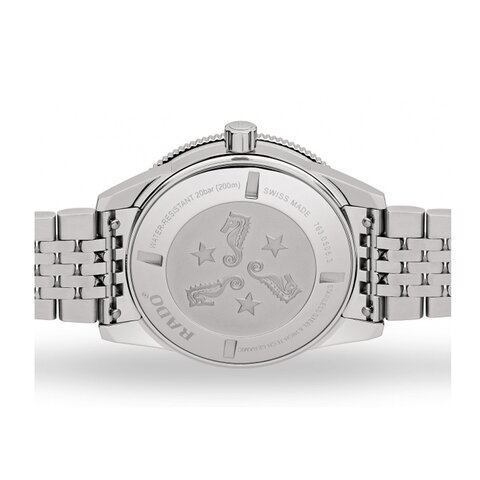 Rado horloge met een kast in staal, met een wijzerplaat in het zwart en een diameter van 42 mm