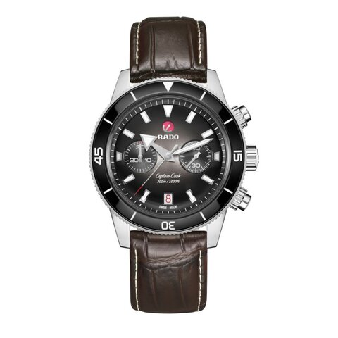 Rado horloge met een kast in staal, met een wijzerplaat in het zwart en een diameter van 43 mm