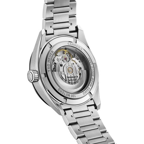 TAG Heuer horloge met een kast in staal, met een wijzerplaat in het zwart en een diameter van 39 mm