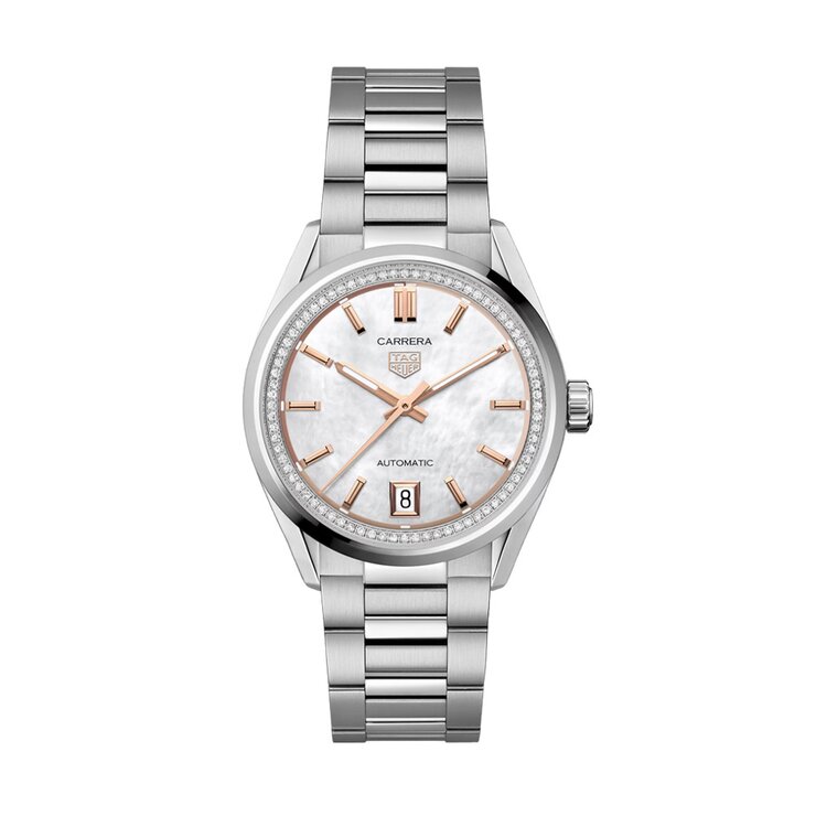 TAG Heuer horloge een wijzerplaat in het parelmoer met  briljant en een diameter van 36 mm