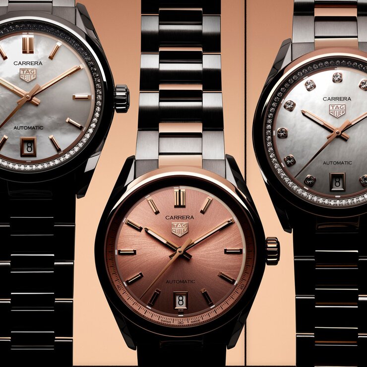 TAG Heuer horloge een wijzerplaat in het parelmoer met  briljant en een diameter van 36 mm