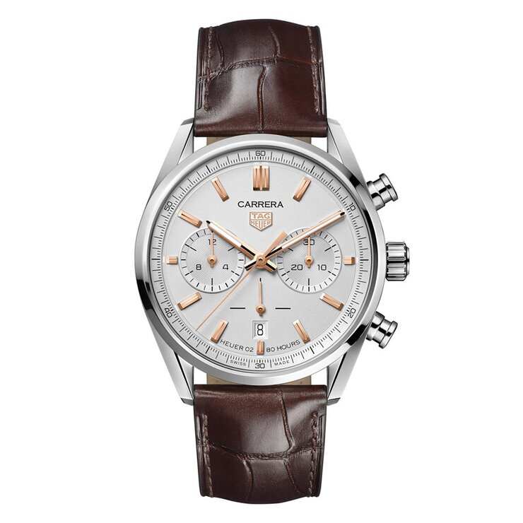TAG Heuer horloge met een kast in staal, met een wijzerplaat in het wit en een diameter van 42