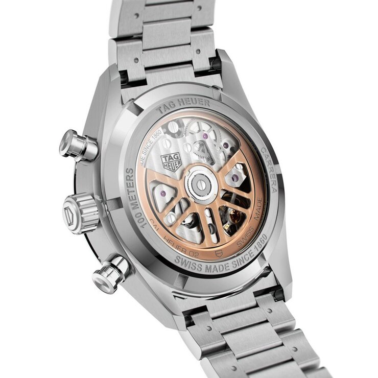 TAG Heuer horloge met een kast in staal, met een wijzerplaat in het blauw en een diameter van 42