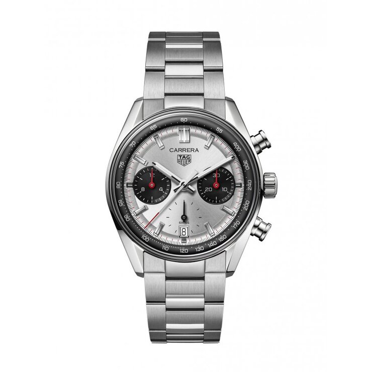 TAG Heuer horloge met een kast in staal, met een wijzerplaat in het zilver en een diameter van 39