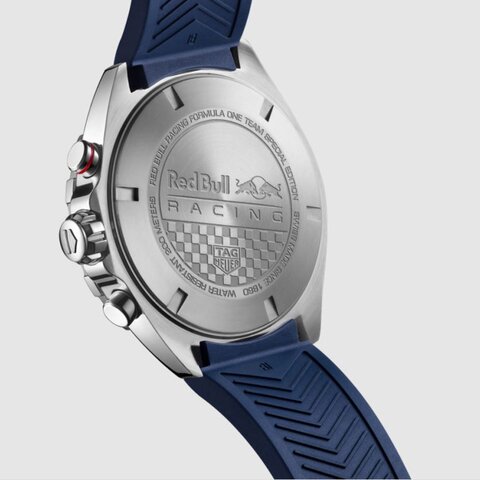 TAG Heuer horloge met een kast in staal, met een wijzerplaat in het blauw en een diameter van 43 mm