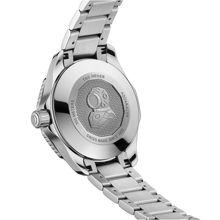 TAG Heuer horloge met een kast in staal, met een wijzerplaat in het blauw met briljant en een diameter van 36