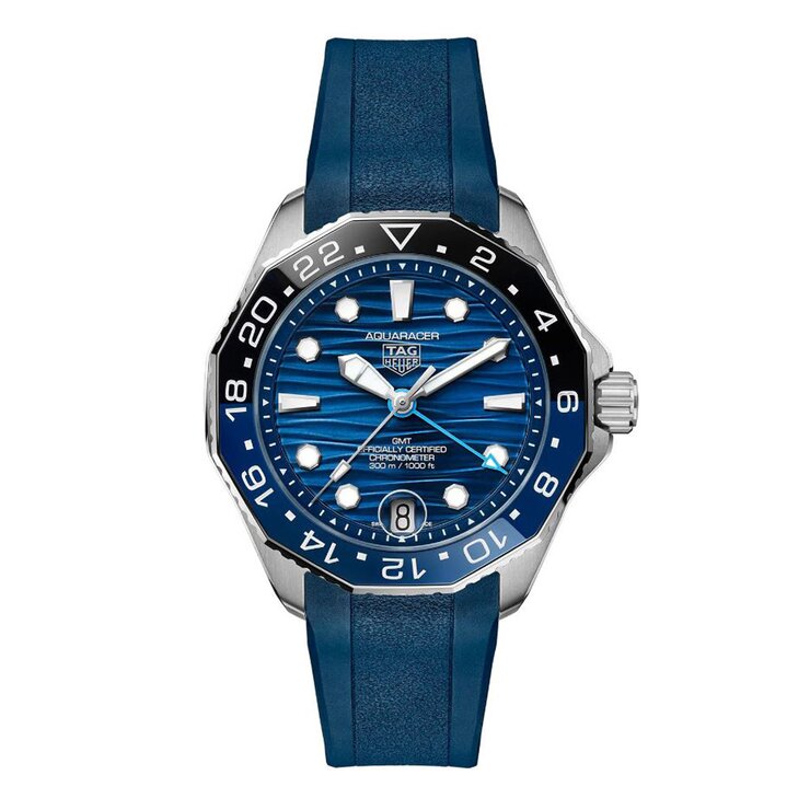 TAG Heuer horloge met een kast in staal, met een wijzerplaat in het blauw en een diameter van 42 mm