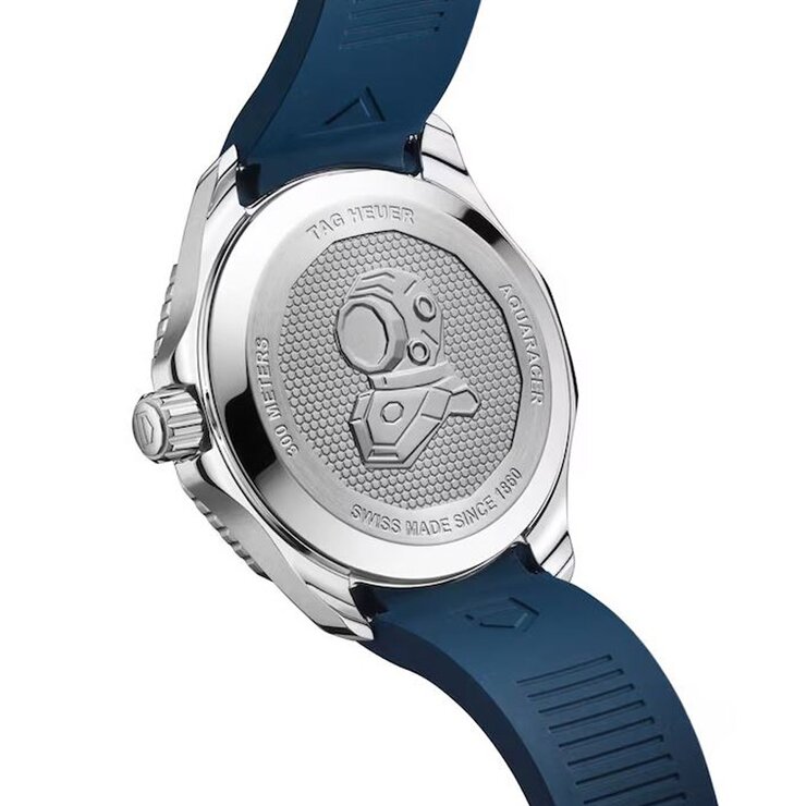 TAG Heuer horloge met een kast in staal, met een wijzerplaat in het blauw en een diameter van 42