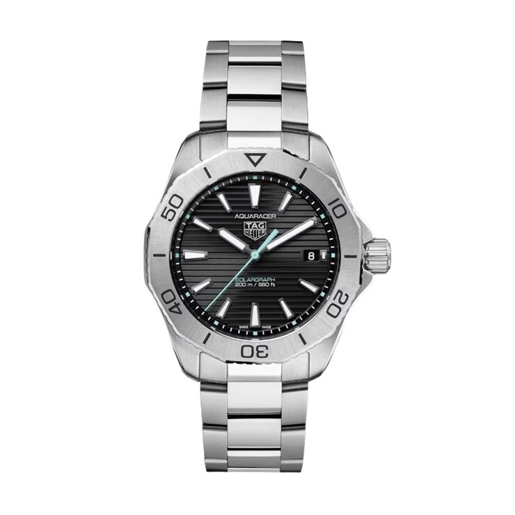 TAG Heuer horloge met een kast in staal, met een wijzerplaat in het zwart en een diameter van 40 mm