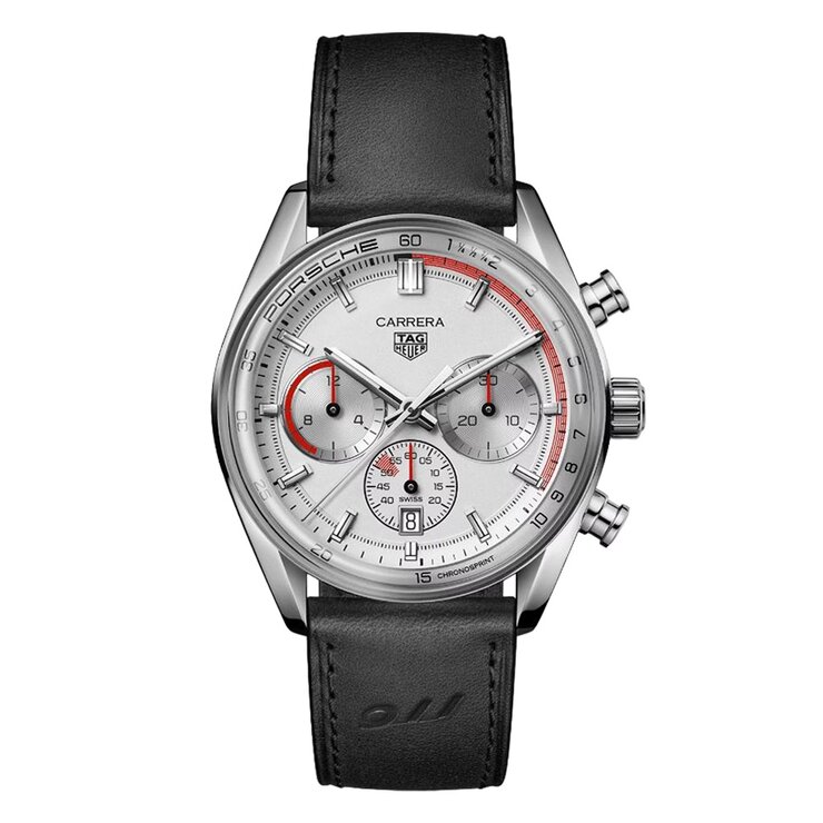TAG Heuer horloge met een kast in staal, met een wijzerplaat in het zilver en een diameter van 42