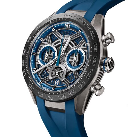 TAG Heuer horloge een wijzerplaat in het blauw en een diameter van 44 mm