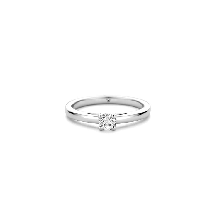 The Exclusive Collection verlovingsring in wit goud 18kt met briljant (ronde diamant) van 0,24 karaat