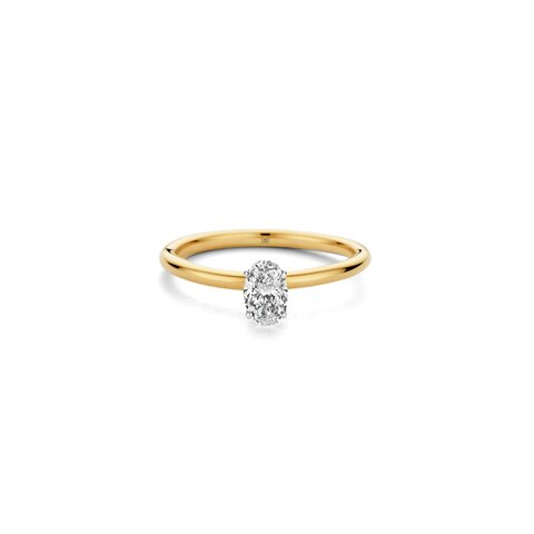 The Exclusive Collection verlovingsring in geel goud 18kt met ovalen diamant van 0,46 karaat
