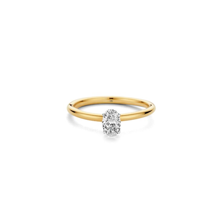 bague de fiançailles The Exclusive Collection en or jaune 18 ct avec diamant ovale de 0.46 carat
