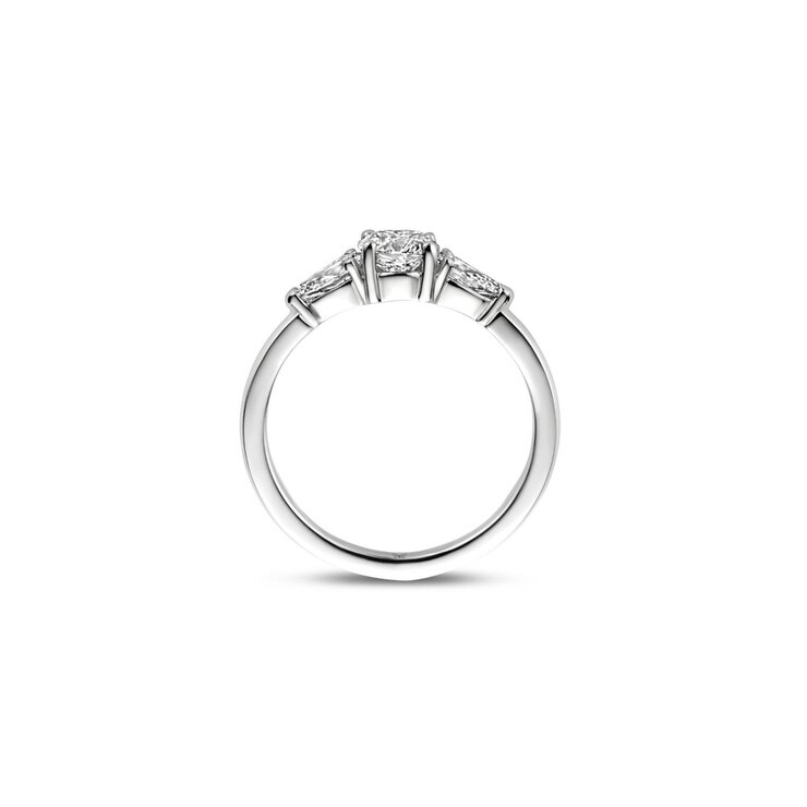 bague de fiançailles The Exclusive Collection en or blanc 18 ct avec brillant (diamant rond) de 0.5 carat et diamant en forme de poire