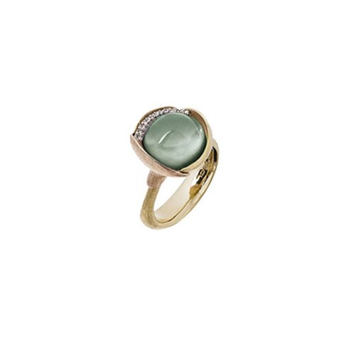 bague Ole Lynggaard en or jaune 18 ct avec aquamarine entouré de briljants de 0,05 karaat
