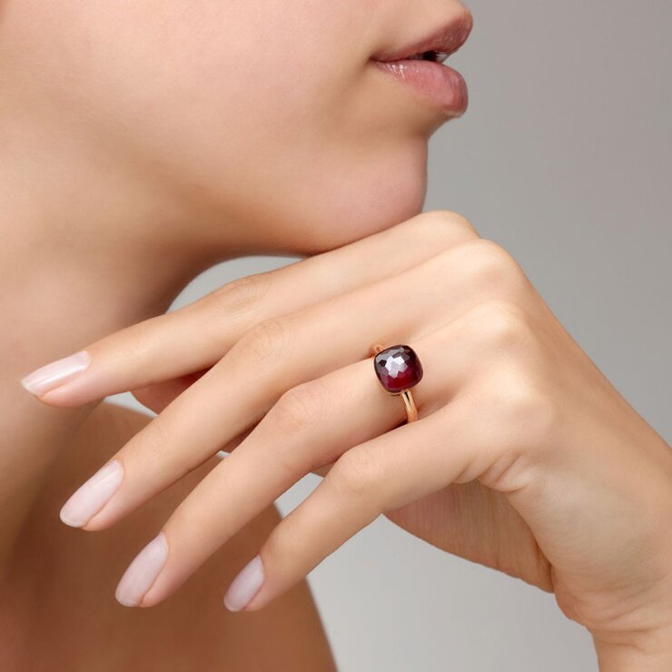 Pomellato ring in rosé goud 18kt met granaat