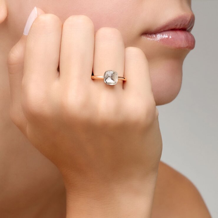 Pomellato ring in rosé goud 18kt met topaas incoloré