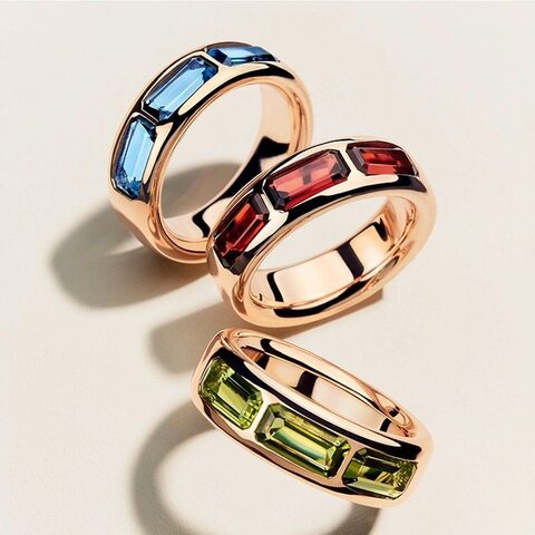 bague Pomellato en or rose 18 ct avec topaze bleu london