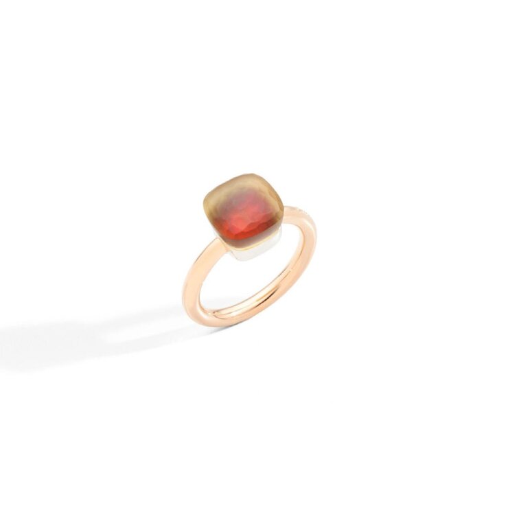 Pomellato ring in rosé goud 18kt met quartz citrien & carneool
