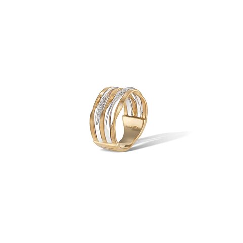 Marco Bicego ring in geel en wit goud 18kt met briljant van 0,10 karaat