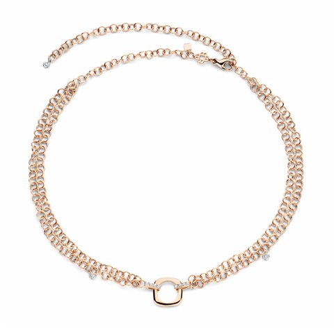 Bigli ketting in rosé goud 18kt met briljant van 0.33 karaat