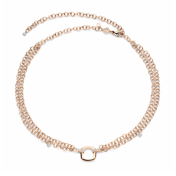 Bigli ketting in rosé goud 18kt met briljant van 0.33 karaat