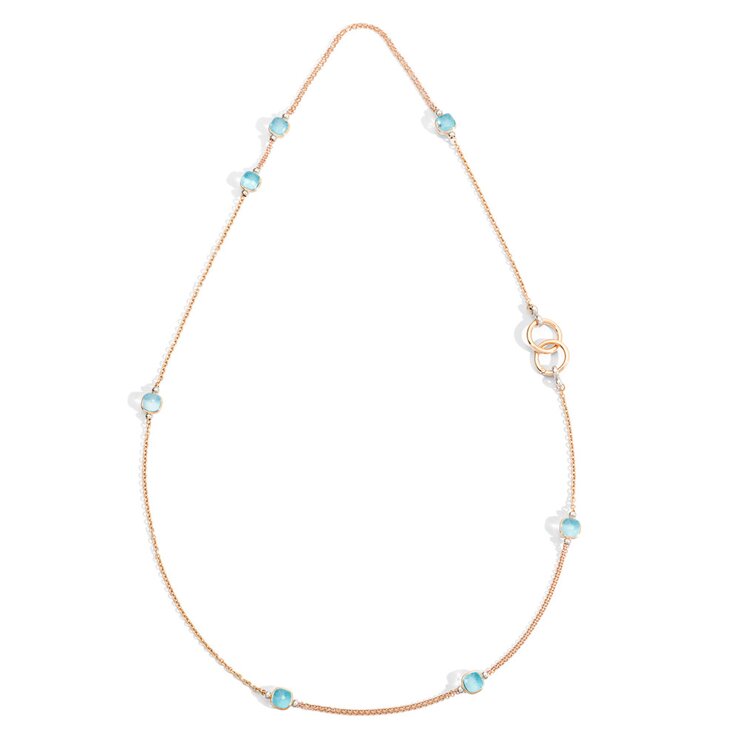 collier Pomellato en or rose 18 ct avec topaze bleue