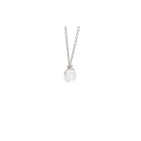 Pomellato ketting in wit goud 18kt met quartz white omringd door briljanten van 0,05 karaat