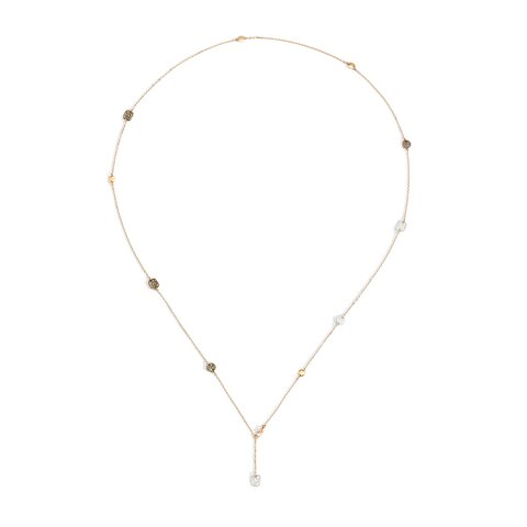 Pomellato ketting in rosé goud 18kt met witte & bruine & zwarte briljant