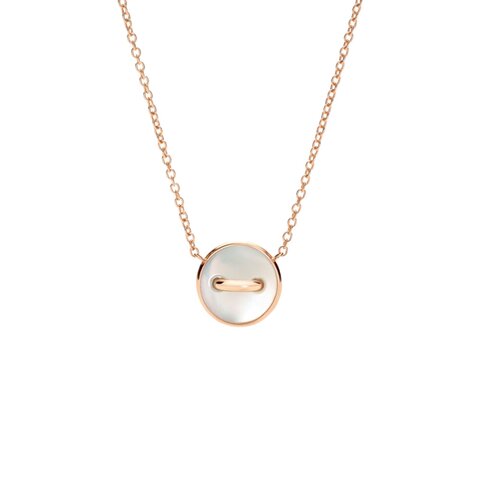 collier Pomellato en or rose 18 ct avec malachite & nacre entouré de briljants de 0,04 karaat