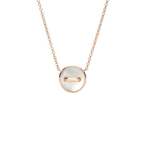 collier Pomellato en or rose 18 ct avec brillant de 0.35 carat et nacre