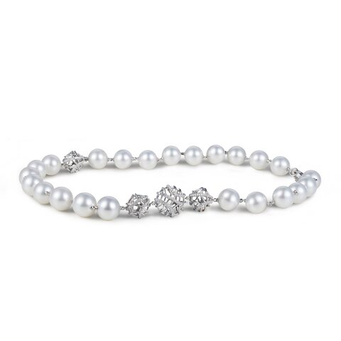 collier Utopia en or blanc 18 ct avec perles entouré de briljants de 1,54 karaat