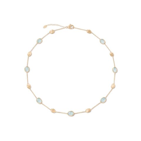 Marco Bicego ketting in geel goud 18kt met aquamarijn