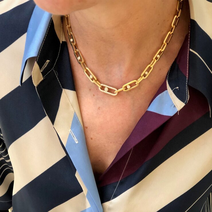 Messika ketting in geel goud 18kt met briljant van 1,10 karaat