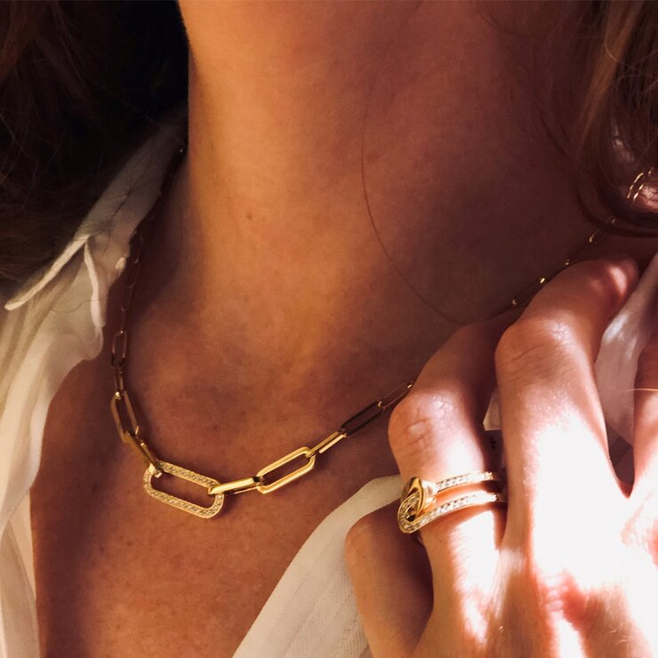 collier dinh van en or jaune 18 ct avec brillant de 0.25 carat