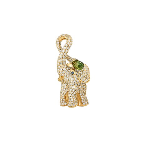 pendentif Ole Lynggaard en or jaune 18 ct avec brillant de 4,27 karaat et tourmaline vert