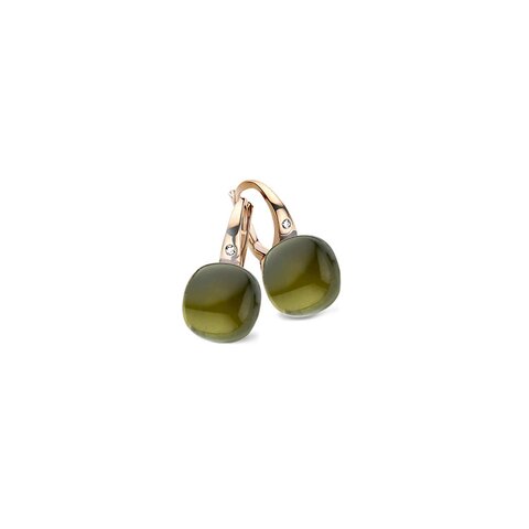 boucles d'oreilles Bigli en or rose 18 ct avec agate & tourmaline entouré de briljants de 0,02 karaat
