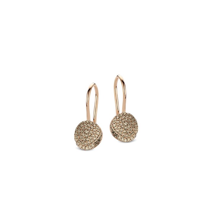 boucles d'oreilles Bigli en or rose 18 ct avec brillant brun de 0.52 carat