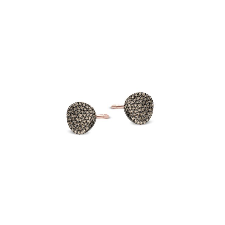 boucles d'oreilles Bigli en or rose 18 ct avec brillant brun de 0.38 carat