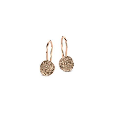 boucles d'oreilles Bigli en or rose 18 ct avec brillant brun de 0.74 carat