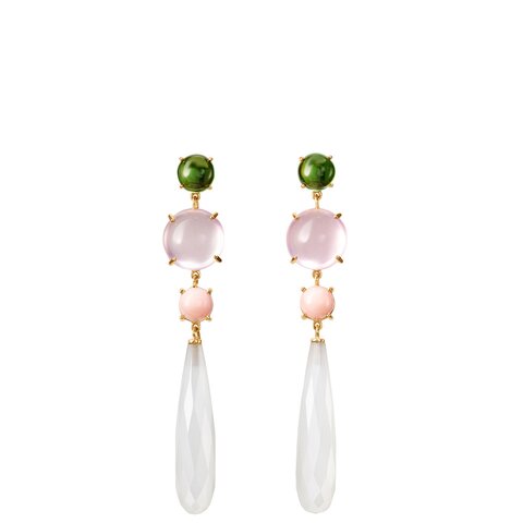 boucles d'oreilles Ole Lynggaard en or jaune 18 ct avec tourmaline & quartz & corail & pierre de lune