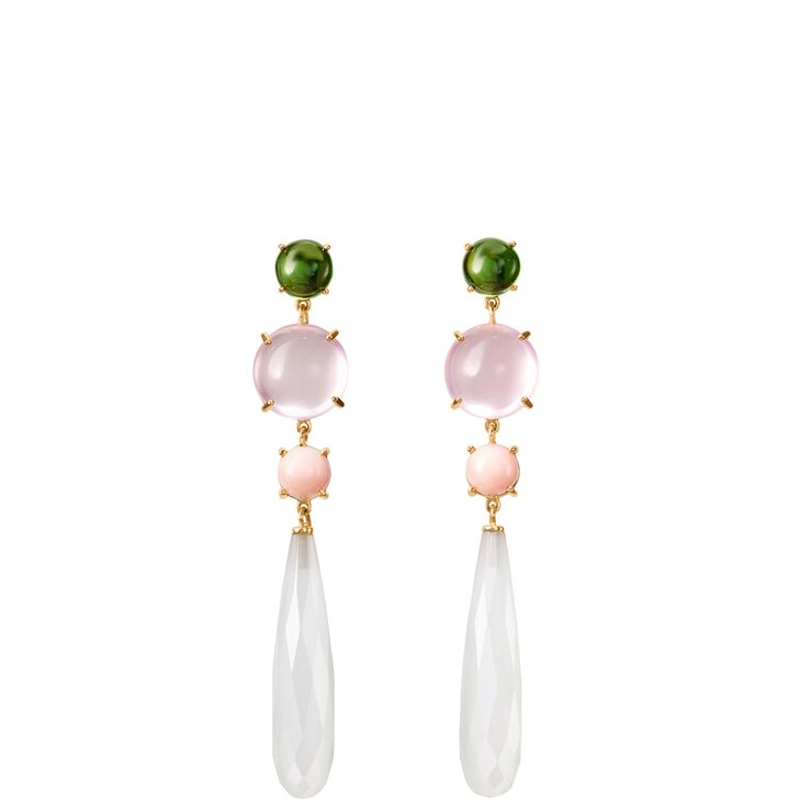 boucles d'oreilles Ole Lynggaard en or jaune 18 ct avec tourmaline & quartz & corail & pierre de lune