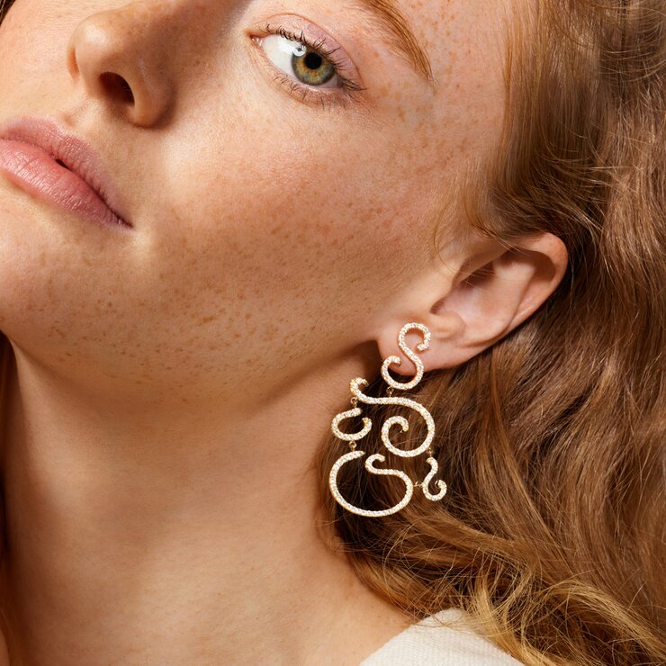 boucles d'oreilles Ole Lynggaard en or jaune 18 ct avec brillant de 4,00 karaat