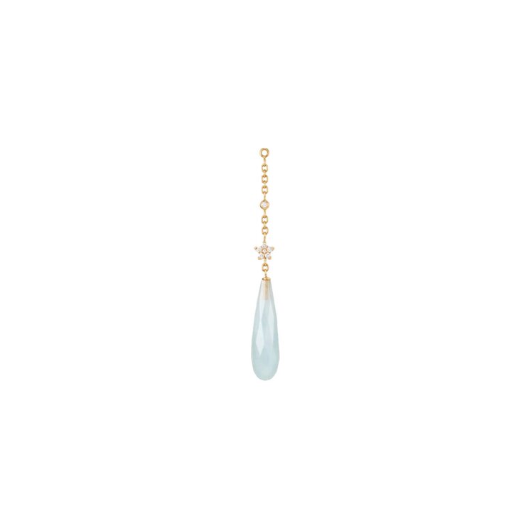 Ole Lynggaard en or jaune 18 ct avec aquamarine entouré de briljants de 0,06 karaat