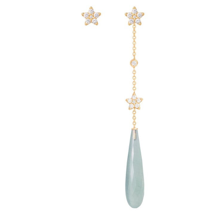 Ole Lynggaard en or jaune 18 ct avec aquamarine entouré de briljants de 0,06 karaat