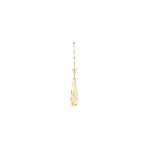 Ole Lynggaard oorring in geel goud 18kt met quartz rutile omringd door briljanten van 0,06 karaat